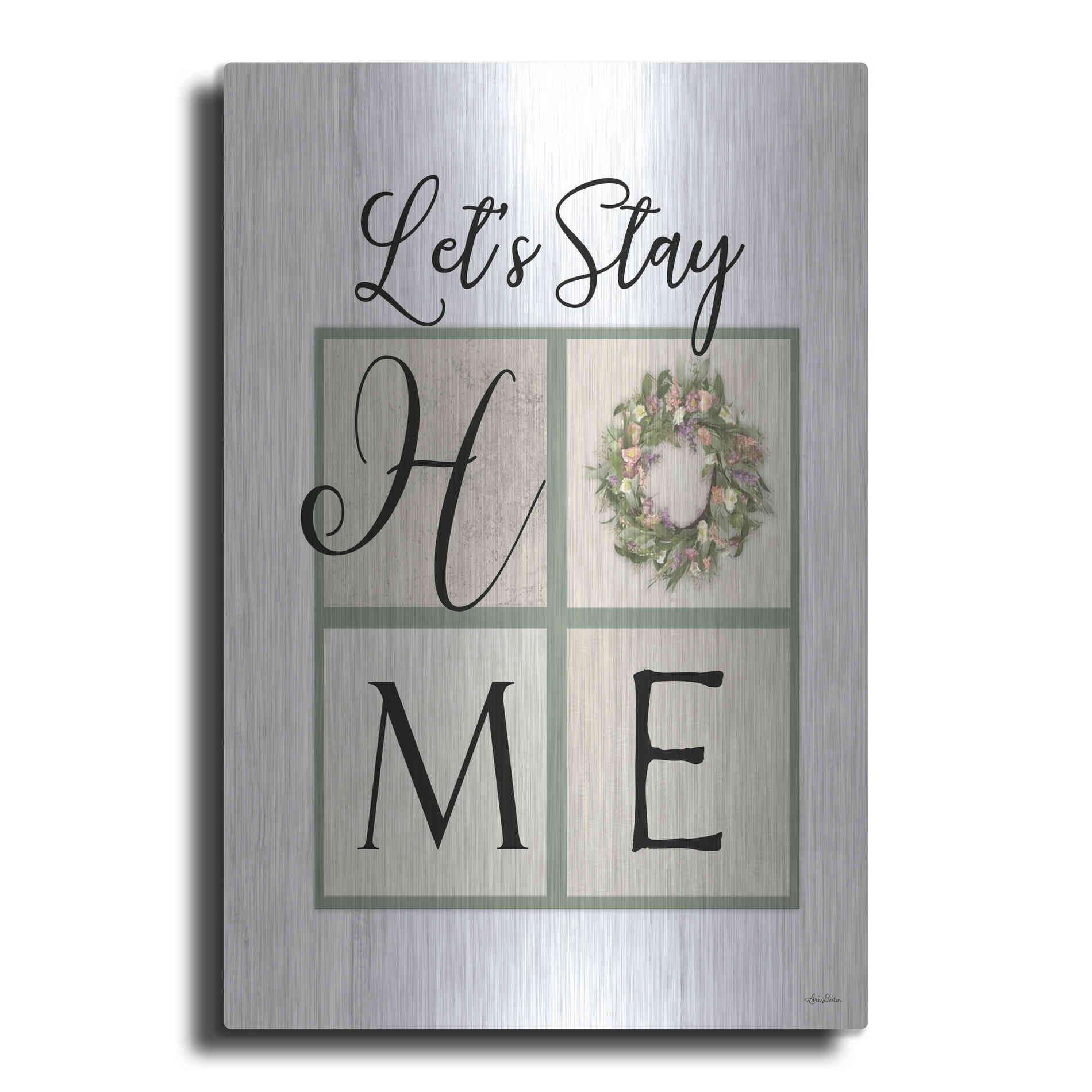 Luxe Metal Art 'Let's Stay Home' by Lori Deiter, Metal Wall Art