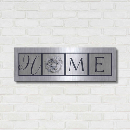 Luxe Metal Art 'Navy Blue Home' by Lori Deiter, Metal Wall Art,36x12