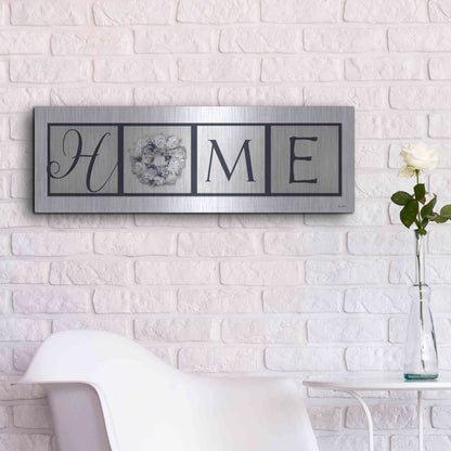 Luxe Metal Art 'Navy Blue Home' by Lori Deiter, Metal Wall Art,36x12