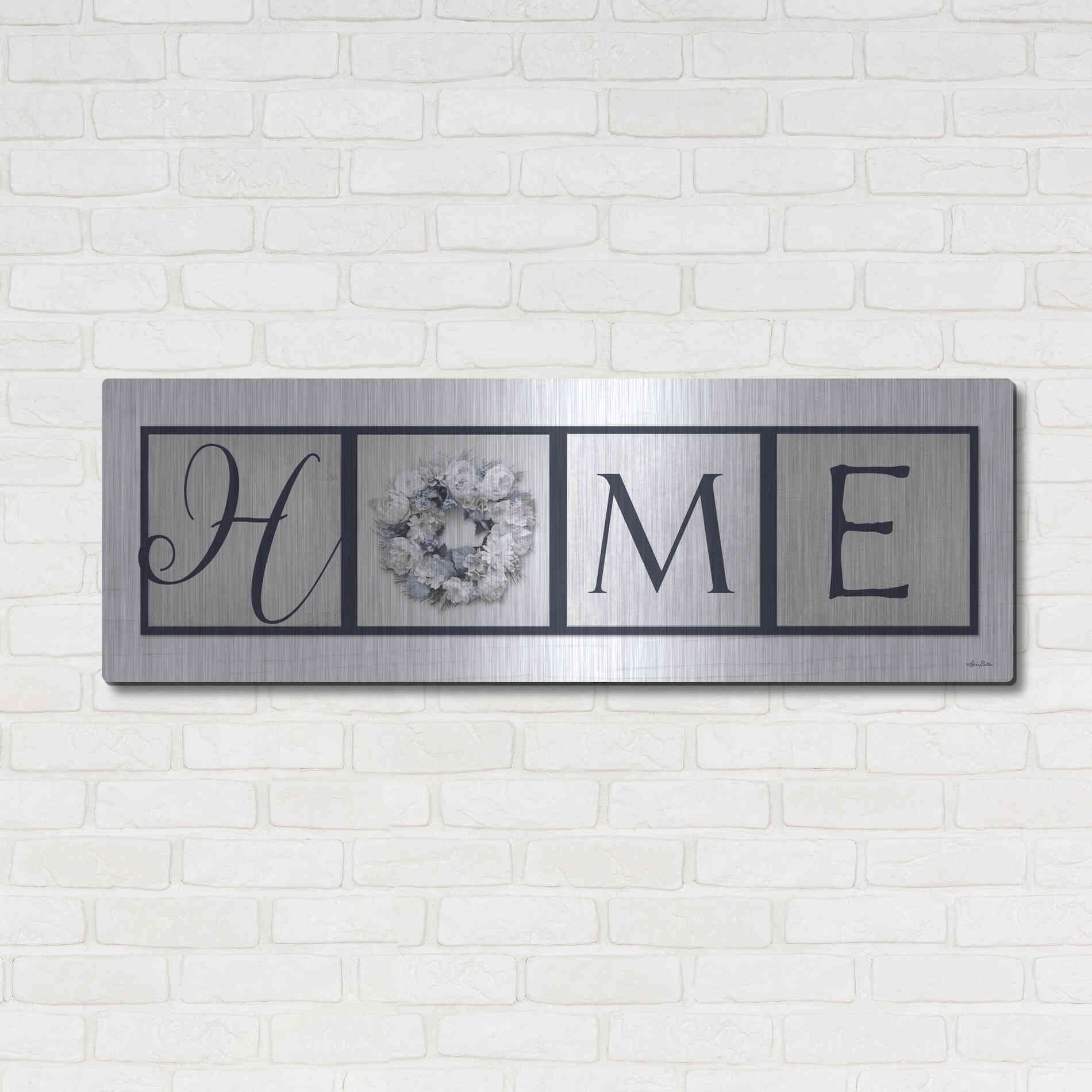 Luxe Metal Art 'Navy Blue Home' by Lori Deiter, Metal Wall Art,48x16
