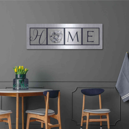 Luxe Metal Art 'Navy Blue Home' by Lori Deiter, Metal Wall Art,48x16