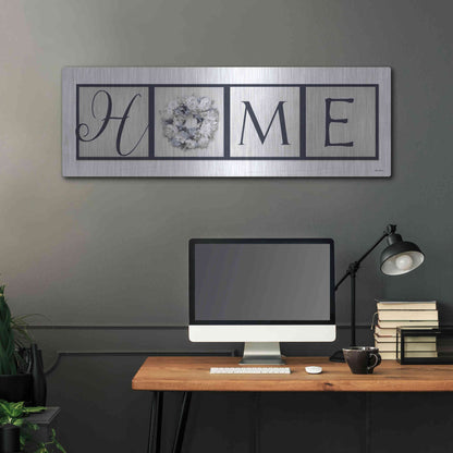 Luxe Metal Art 'Navy Blue Home' by Lori Deiter, Metal Wall Art,48x16