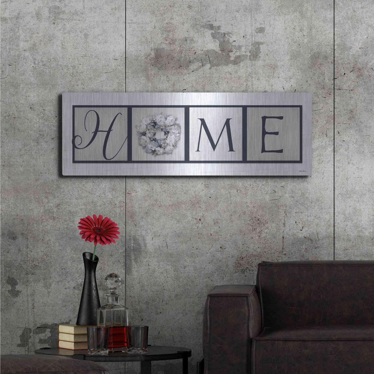 Luxe Metal Art 'Navy Blue Home' by Lori Deiter, Metal Wall Art,48x16
