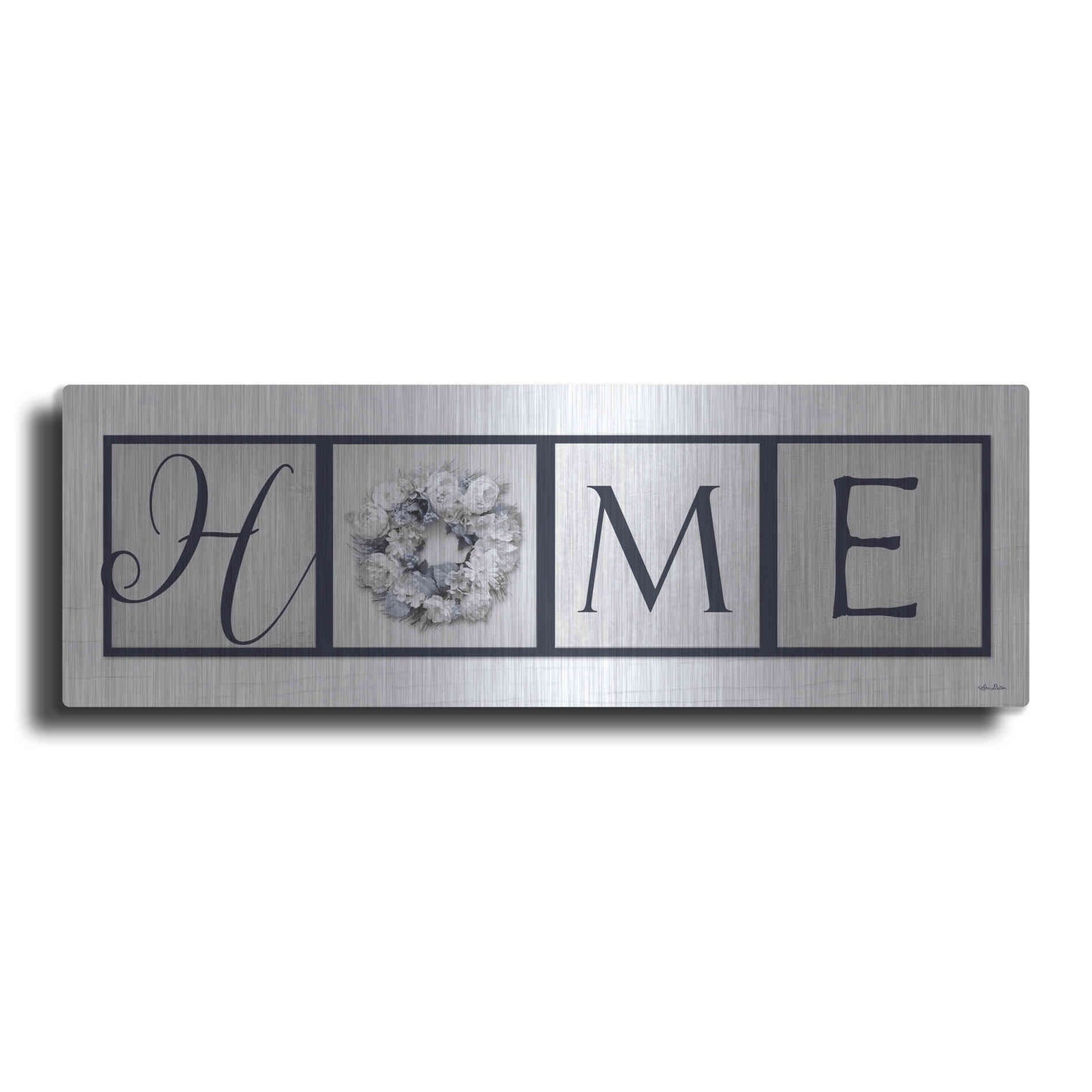 Luxe Metal Art 'Navy Blue Home' by Lori Deiter, Metal Wall Art