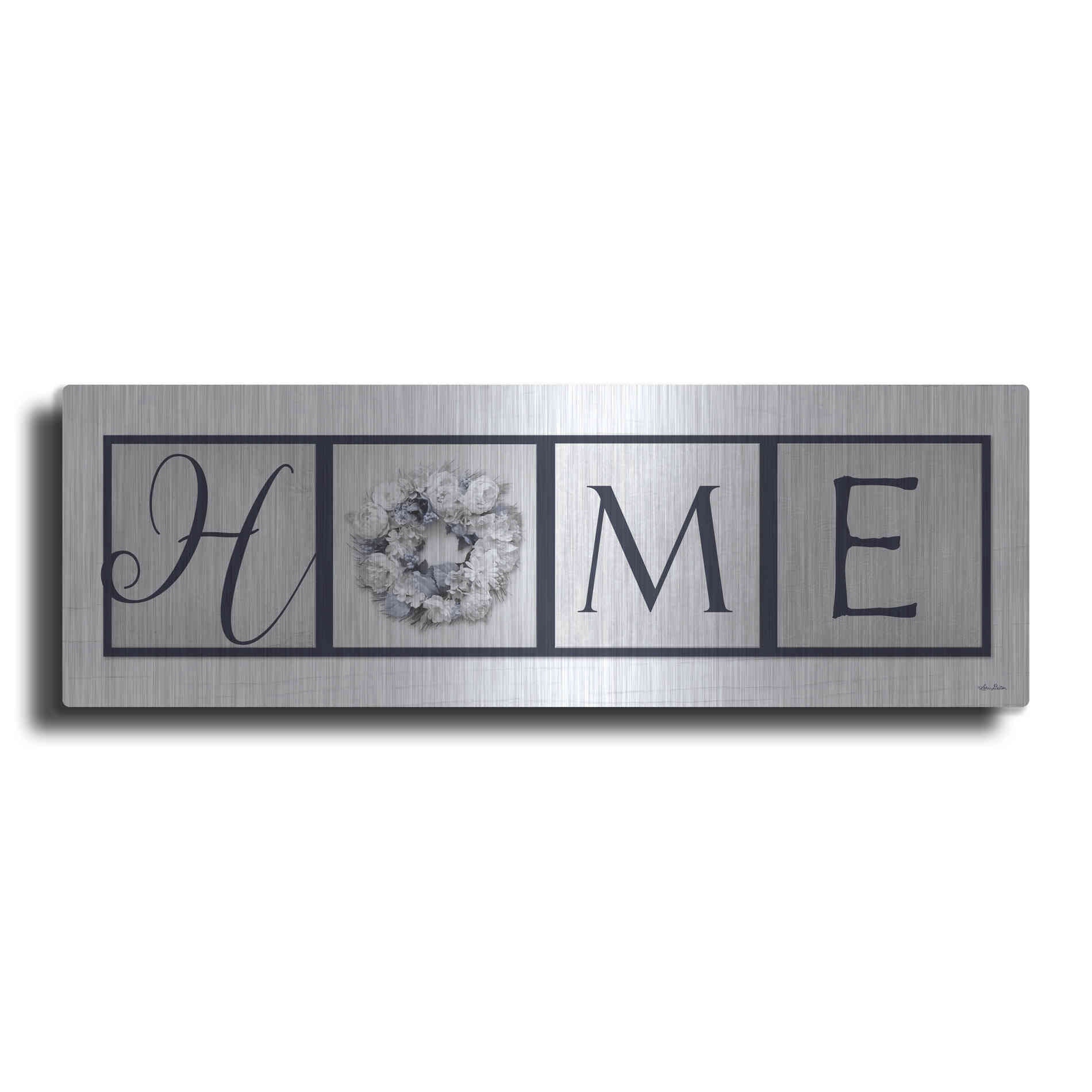 Luxe Metal Art 'Navy Blue Home' by Lori Deiter, Metal Wall Art