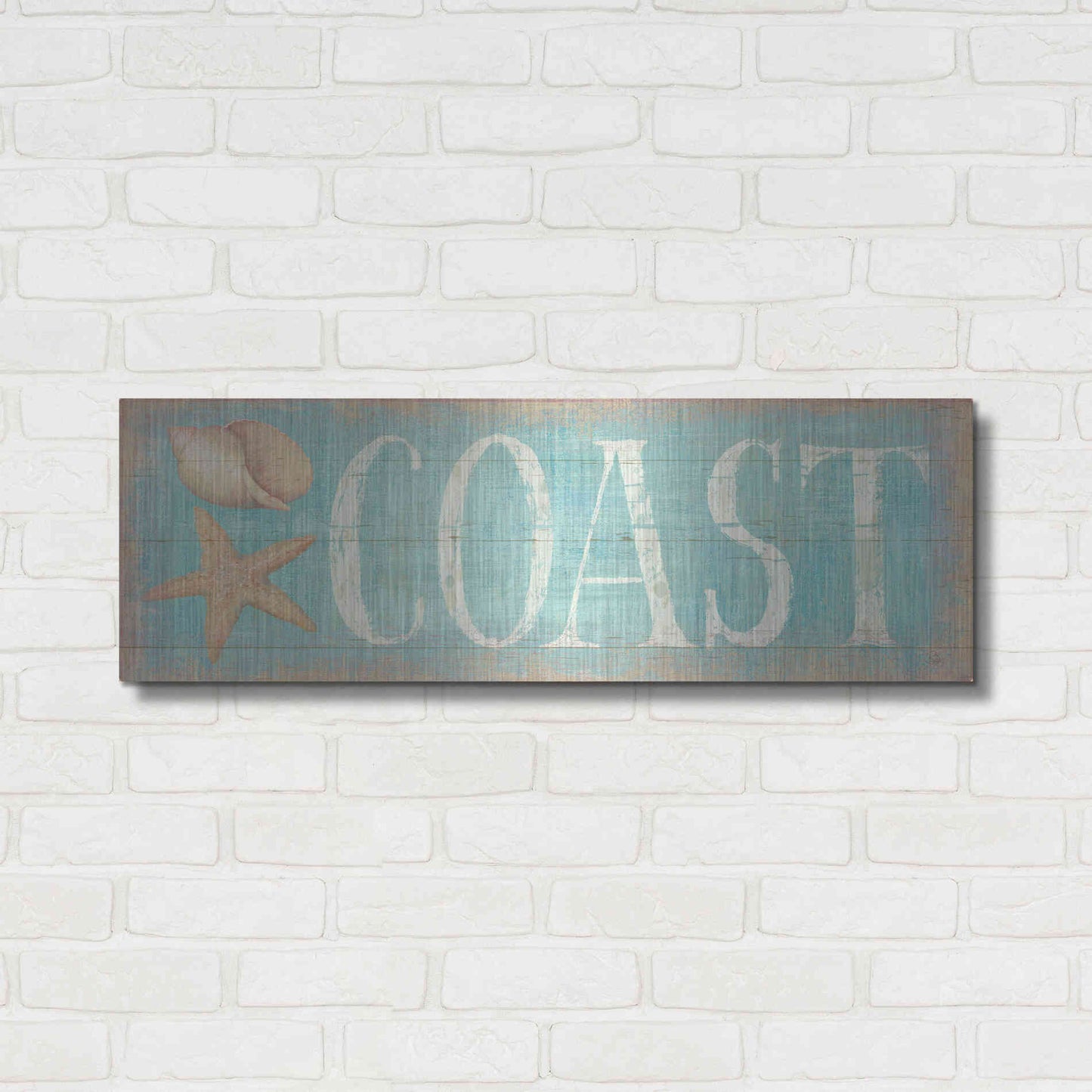 Luxe Metal Art 'Pastel Coast' by Daphne Brissonet, Metal Wall Art,36x12