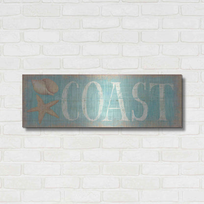 Luxe Metal Art 'Pastel Coast' by Daphne Brissonet, Metal Wall Art,36x12