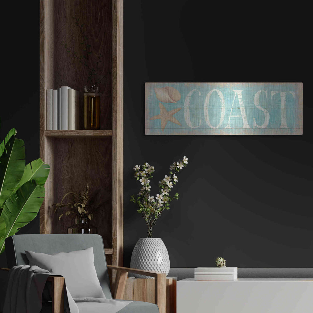 Luxe Metal Art 'Pastel Coast' by Daphne Brissonet, Metal Wall Art,36x12