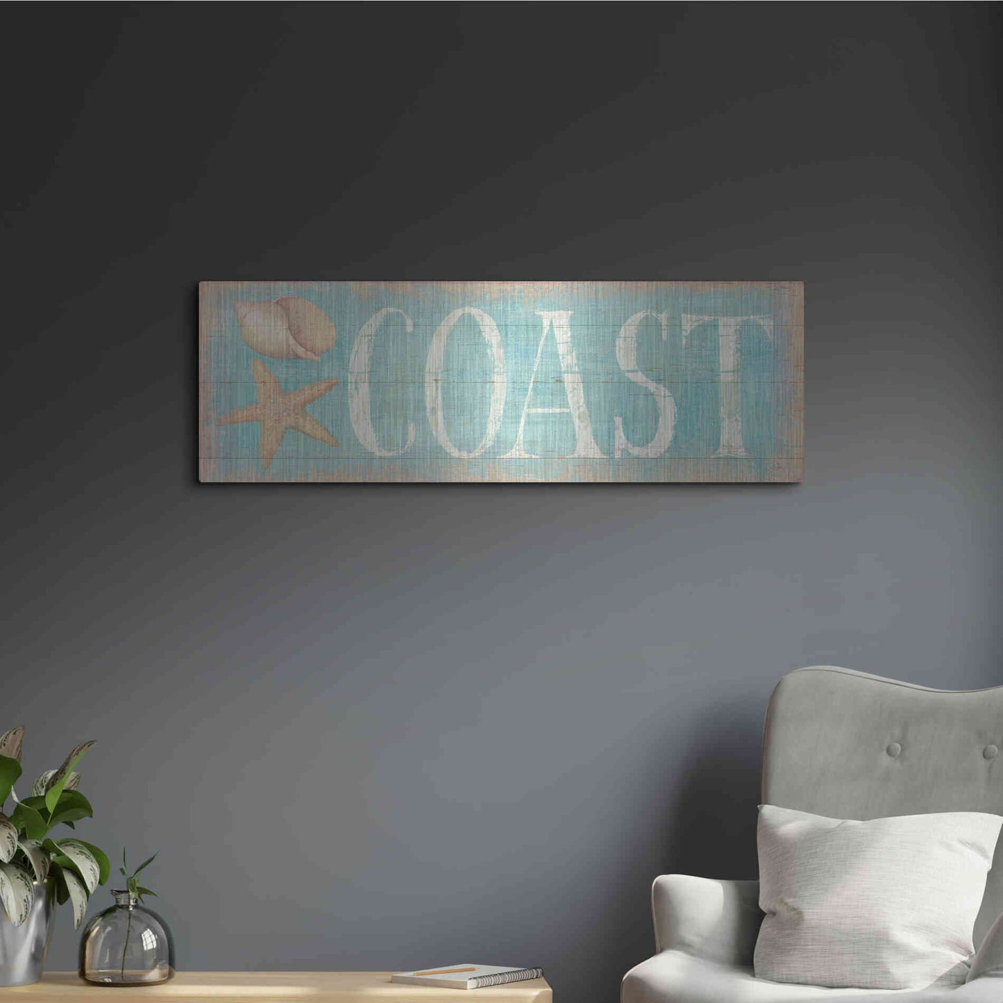 Luxe Metal Art 'Pastel Coast' by Daphne Brissonet, Metal Wall Art,36x12