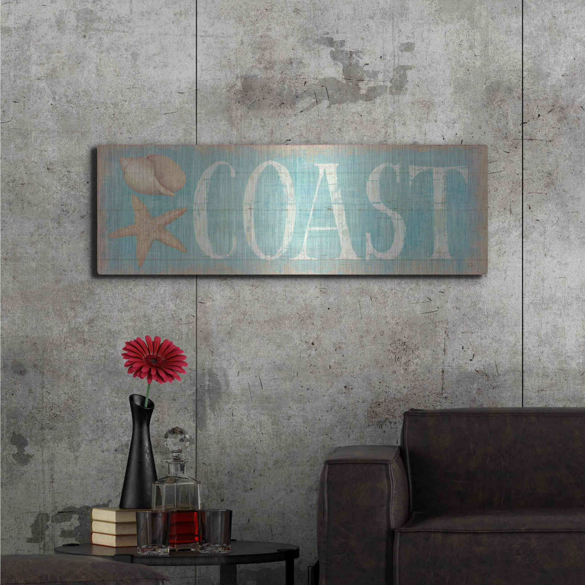 Luxe Metal Art 'Pastel Coast' by Daphne Brissonet, Metal Wall Art,48x16