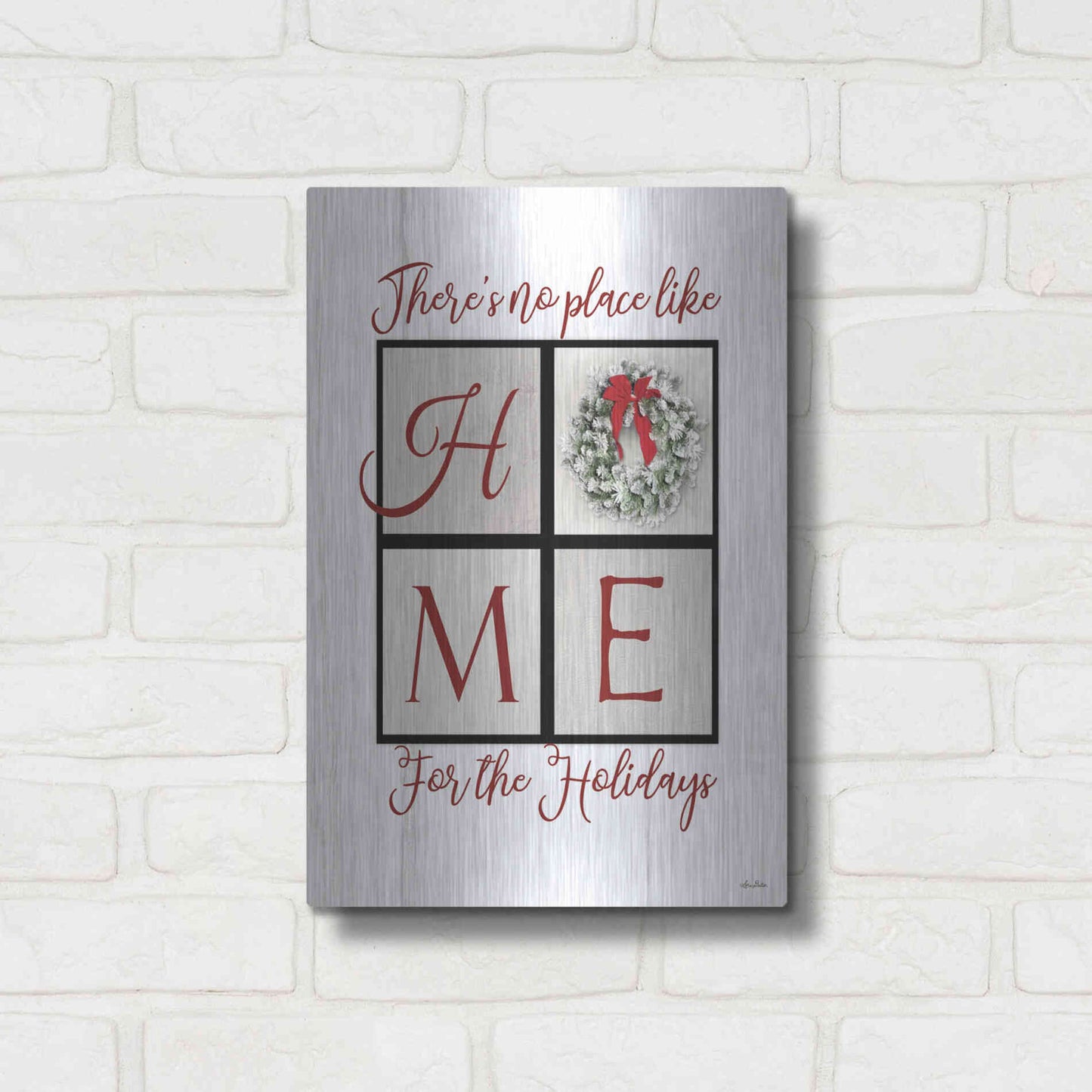 Luxe Metal Art 'There's No Place Like Home for the Holidays' by Lori Deiter, Metal Wall Art,12x16