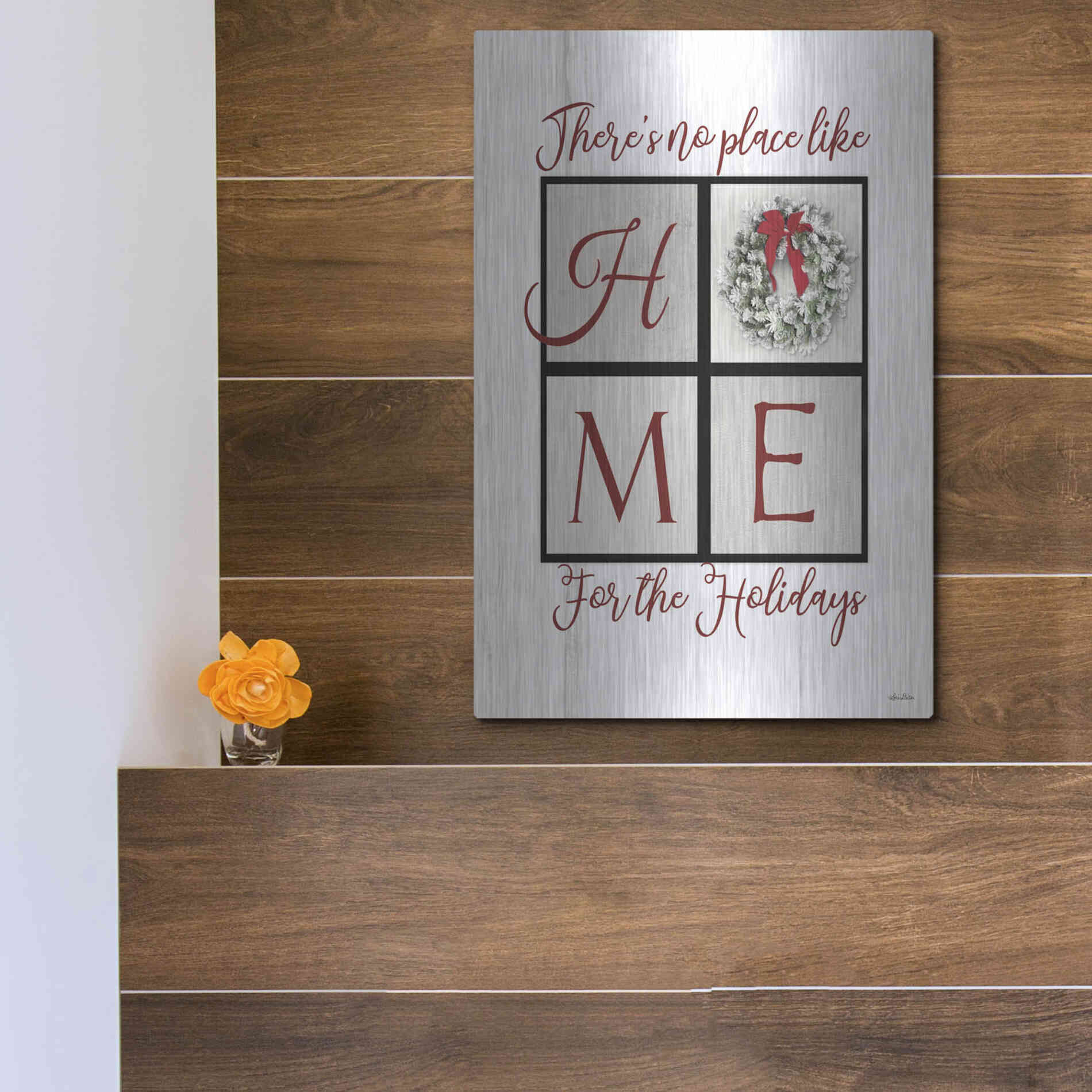 Luxe Metal Art 'There's No Place Like Home for the Holidays' by Lori Deiter, Metal Wall Art,12x16