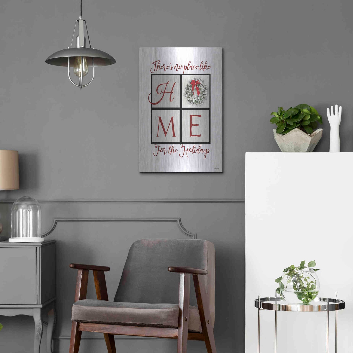 Luxe Metal Art 'There's No Place Like Home for the Holidays' by Lori Deiter, Metal Wall Art,16x24