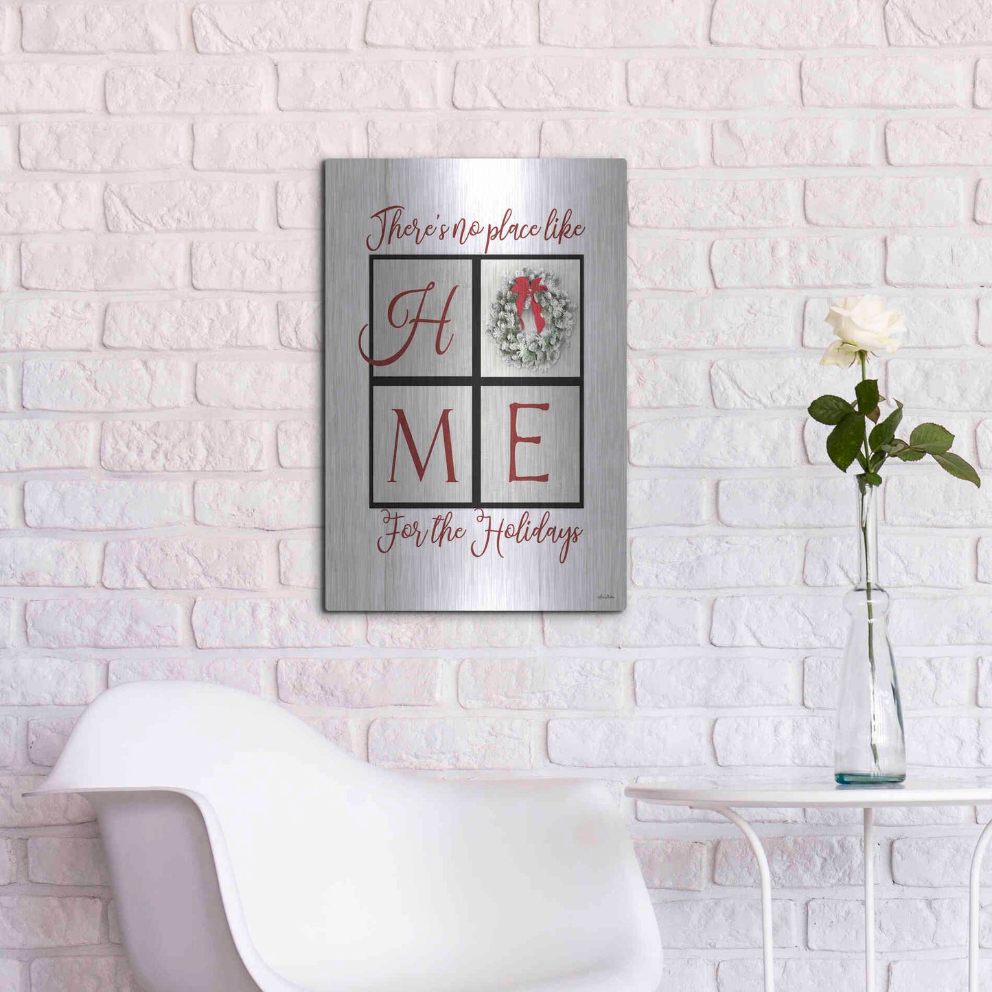 Luxe Metal Art 'There's No Place Like Home for the Holidays' by Lori Deiter, Metal Wall Art,16x24