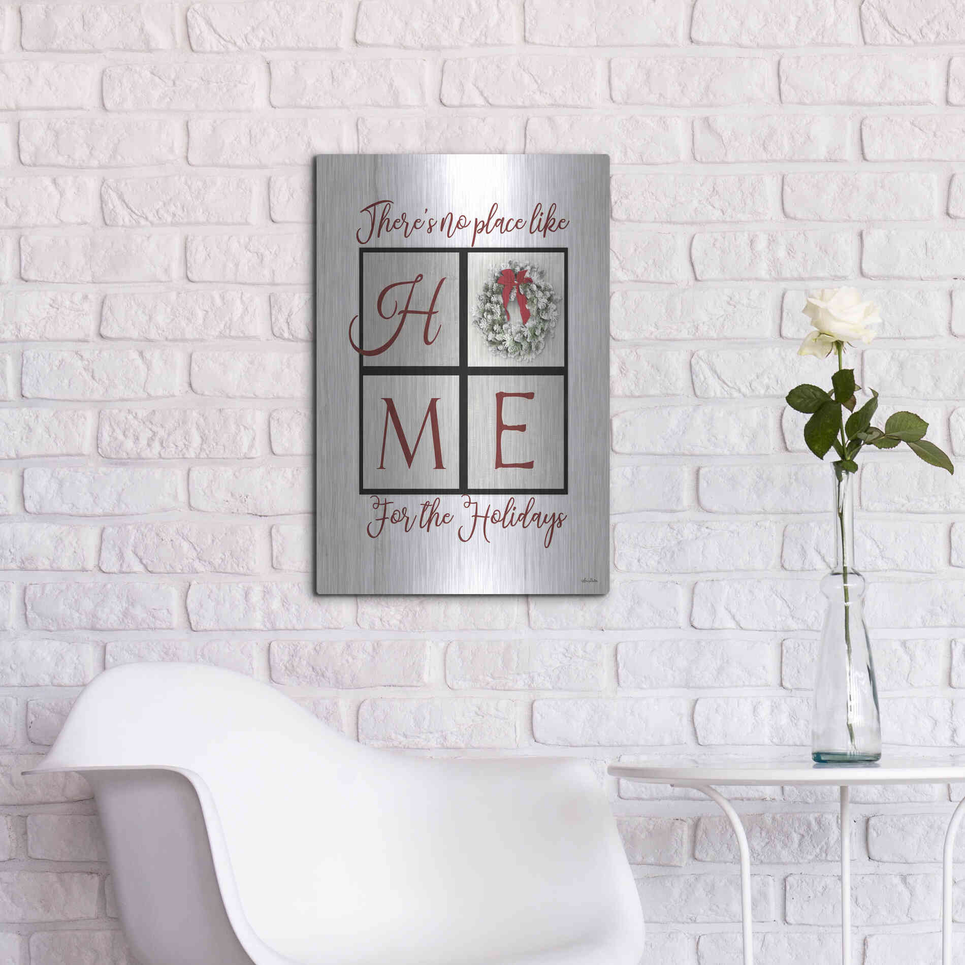 Luxe Metal Art 'There's No Place Like Home for the Holidays' by Lori Deiter, Metal Wall Art,16x24