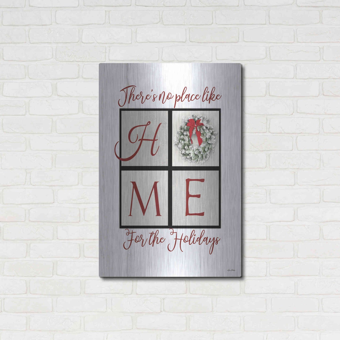 Luxe Metal Art 'There's No Place Like Home for the Holidays' by Lori Deiter, Metal Wall Art,24x36