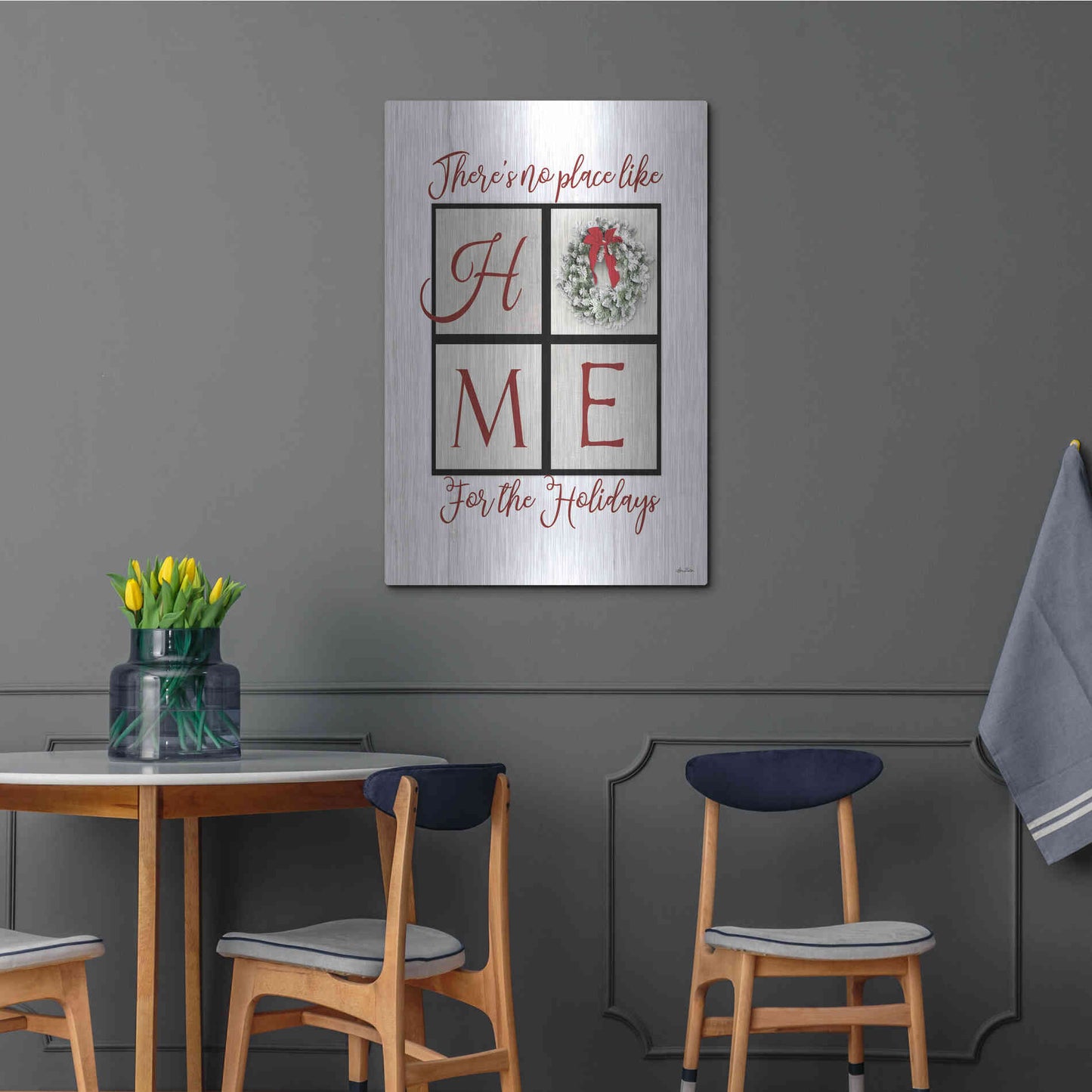 Luxe Metal Art 'There's No Place Like Home for the Holidays' by Lori Deiter, Metal Wall Art,24x36