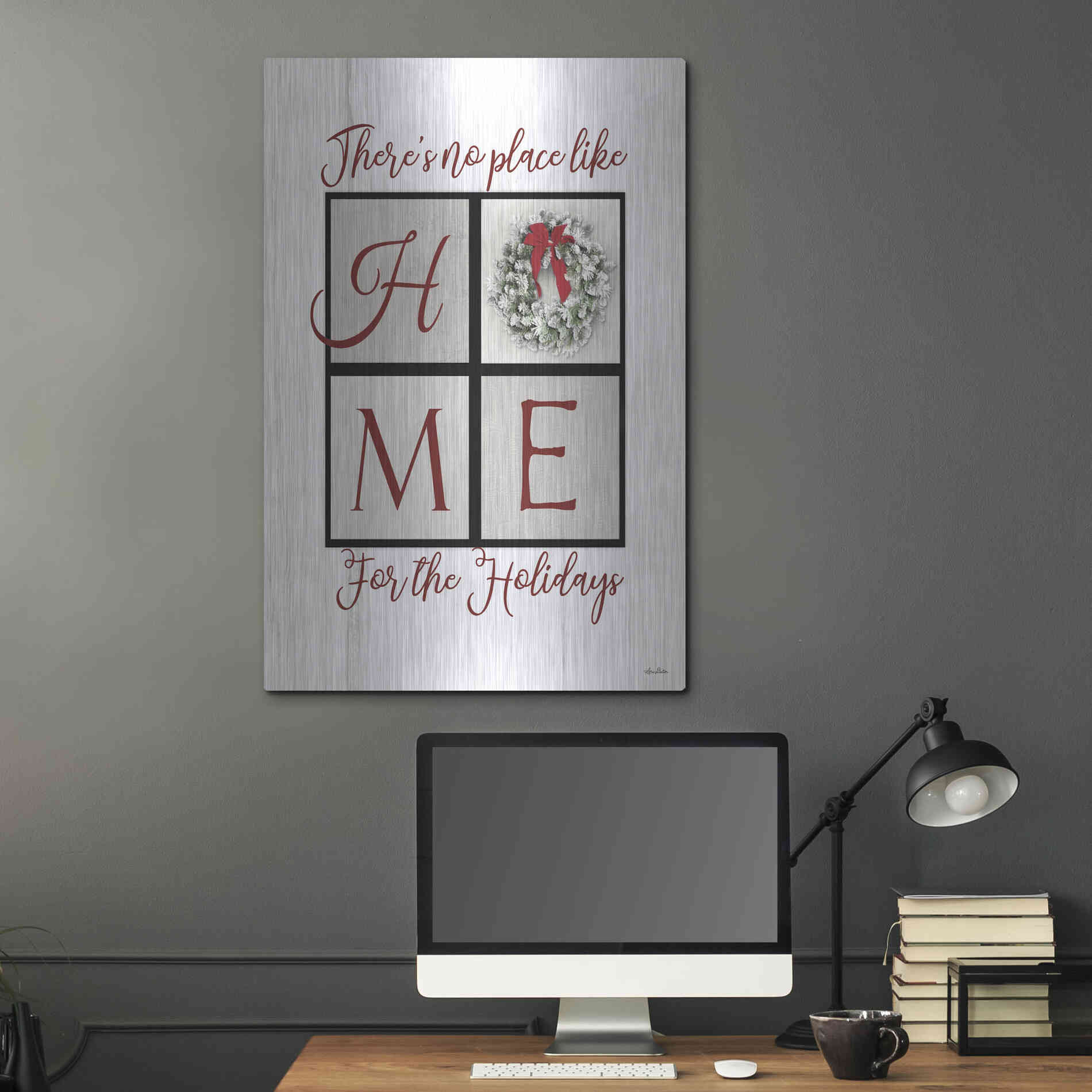 Luxe Metal Art 'There's No Place Like Home for the Holidays' by Lori Deiter, Metal Wall Art,24x36