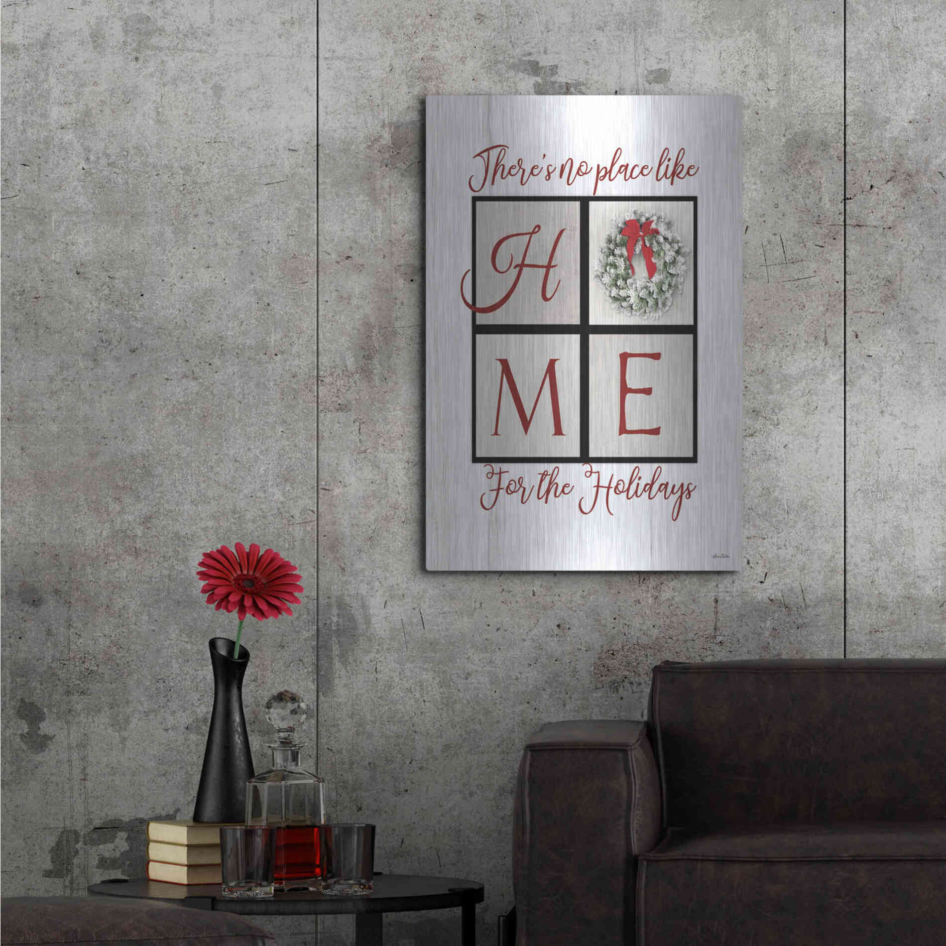 Luxe Metal Art 'There's No Place Like Home for the Holidays' by Lori Deiter, Metal Wall Art,24x36