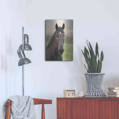 Luxe Metal Art 'Horse with Round Glasses' by Lori Deiter, Metal Wall Art,16x24