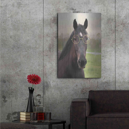 Luxe Metal Art 'Horse with Round Glasses' by Lori Deiter, Metal Wall Art,24x36