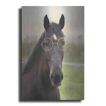 Luxe Metal Art 'Horse with Round Glasses' by Lori Deiter, Metal Wall Art