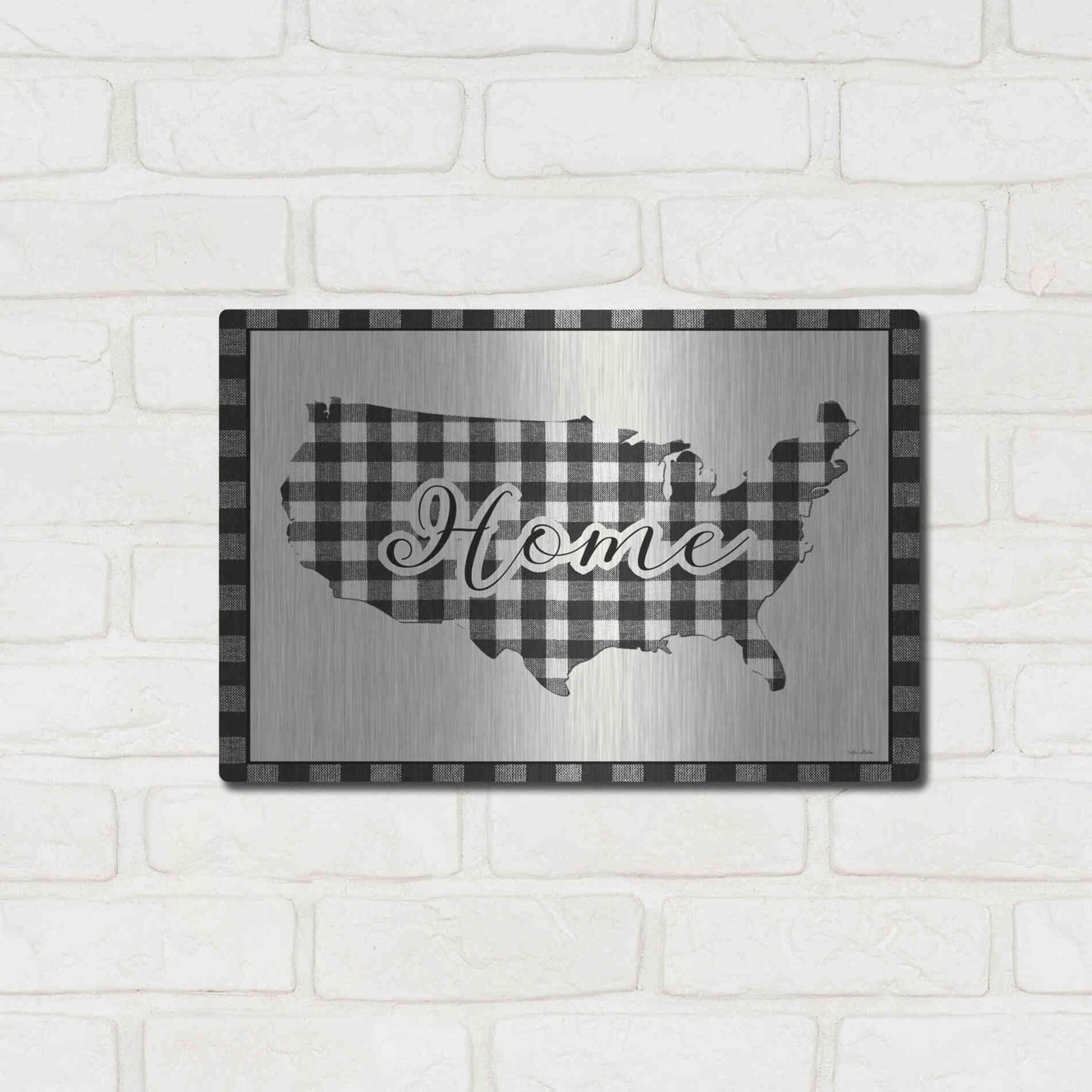 Luxe Metal Art 'USA Home Plaid' by Lori Deiter, Metal Wall Art,16x12