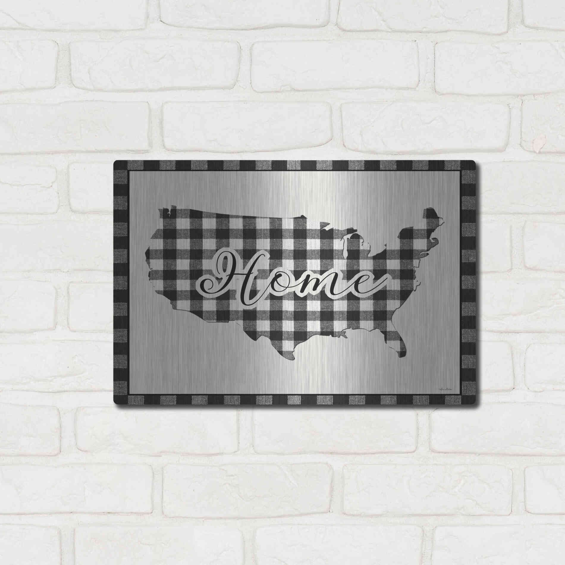 Luxe Metal Art 'USA Home Plaid' by Lori Deiter, Metal Wall Art,16x12