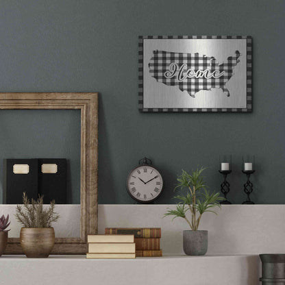 Luxe Metal Art 'USA Home Plaid' by Lori Deiter, Metal Wall Art,16x12