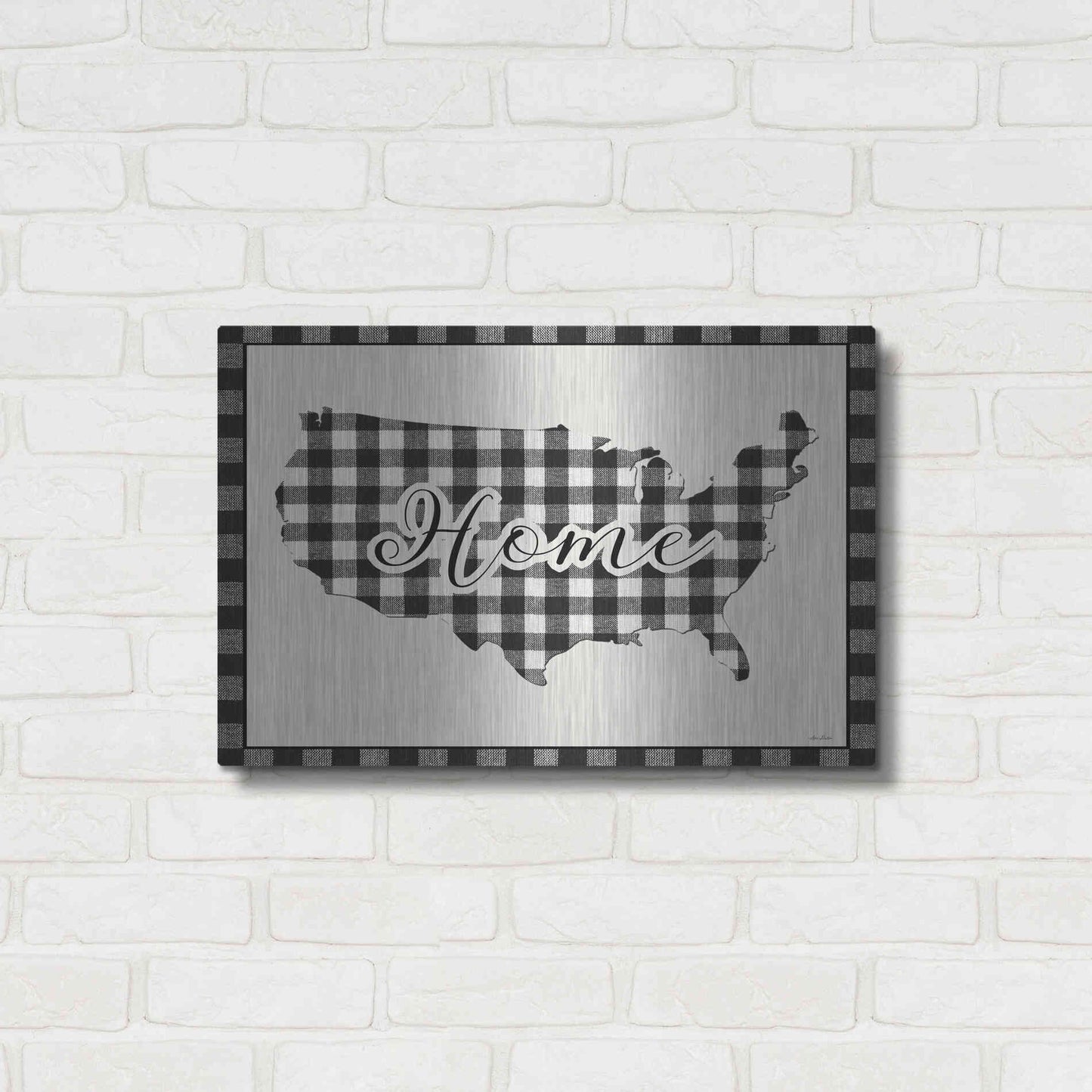 Luxe Metal Art 'USA Home Plaid' by Lori Deiter, Metal Wall Art,24x16