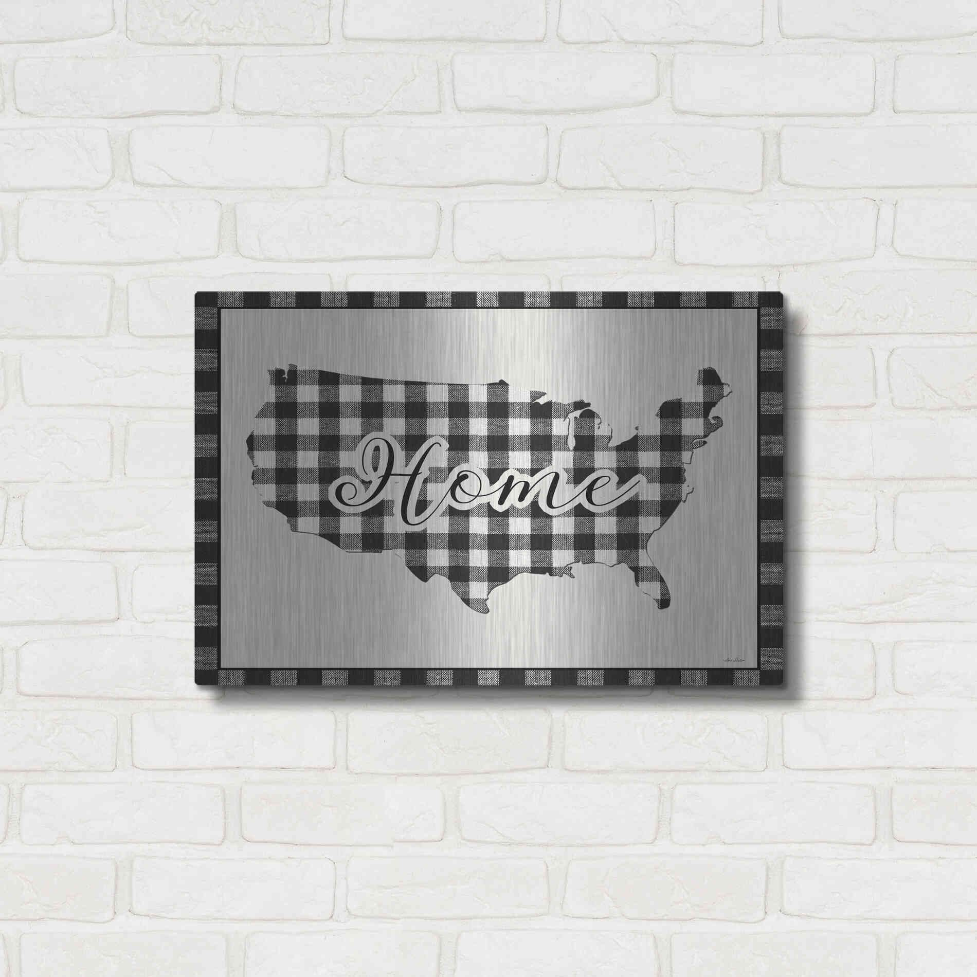 Luxe Metal Art 'USA Home Plaid' by Lori Deiter, Metal Wall Art,24x16