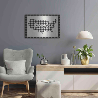 Luxe Metal Art 'USA Home Plaid' by Lori Deiter, Metal Wall Art,24x16