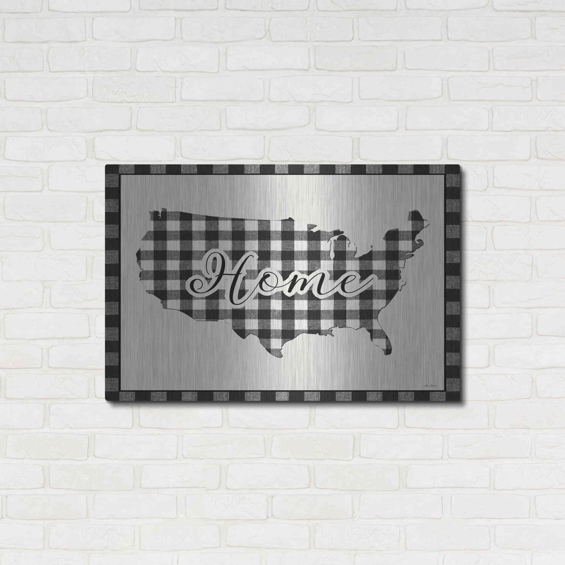 Luxe Metal Art 'USA Home Plaid' by Lori Deiter, Metal Wall Art,36x24