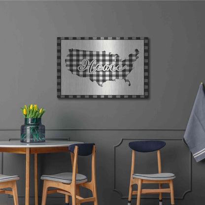 Luxe Metal Art 'USA Home Plaid' by Lori Deiter, Metal Wall Art,36x24