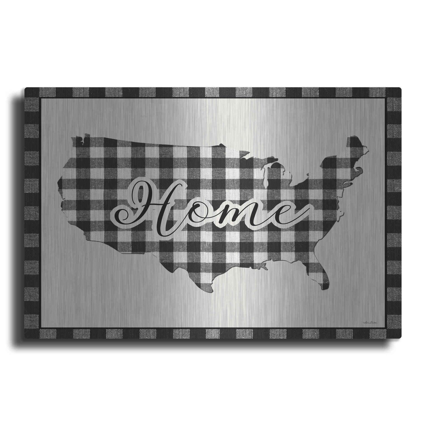 Luxe Metal Art 'USA Home Plaid' by Lori Deiter, Metal Wall Art