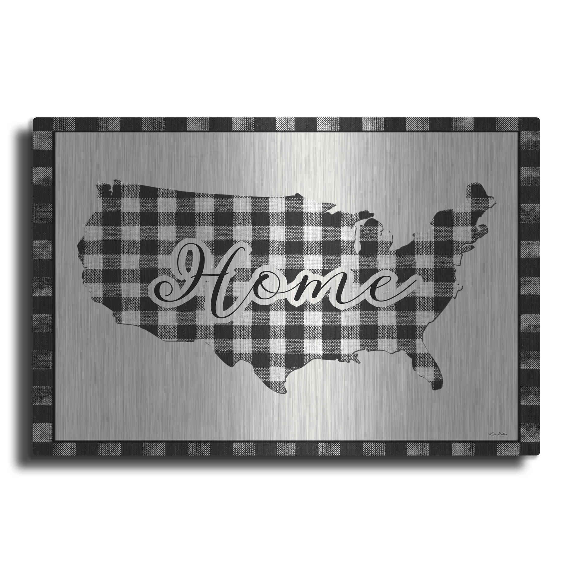 Luxe Metal Art 'USA Home Plaid' by Lori Deiter, Metal Wall Art