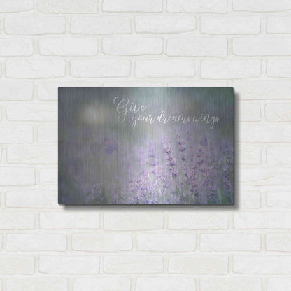 Luxe Metal Art 'Give Your Dreams Wings' by Lori Deiter, Metal Wall Art,24x16