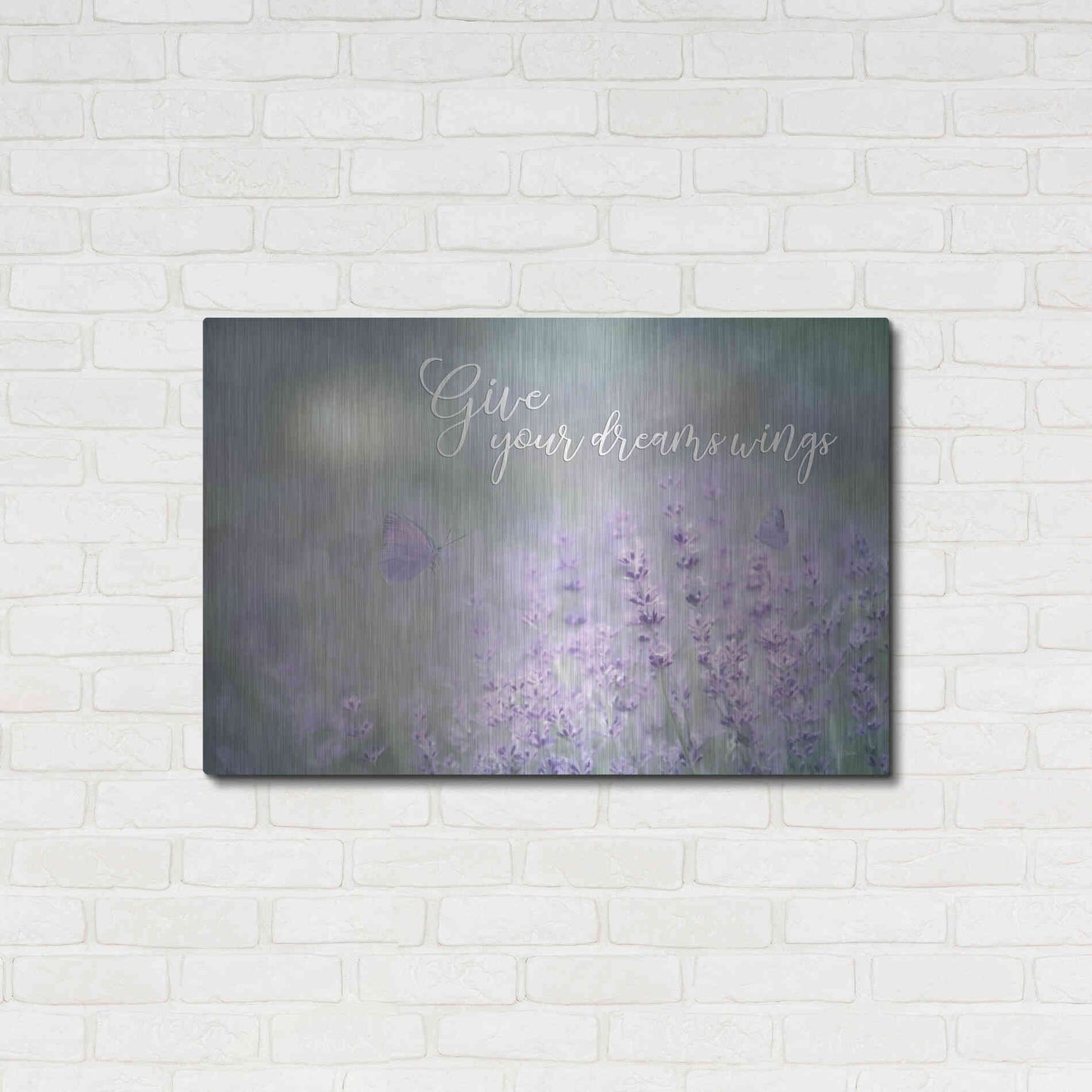 Luxe Metal Art 'Give Your Dreams Wings' by Lori Deiter, Metal Wall Art,36x24