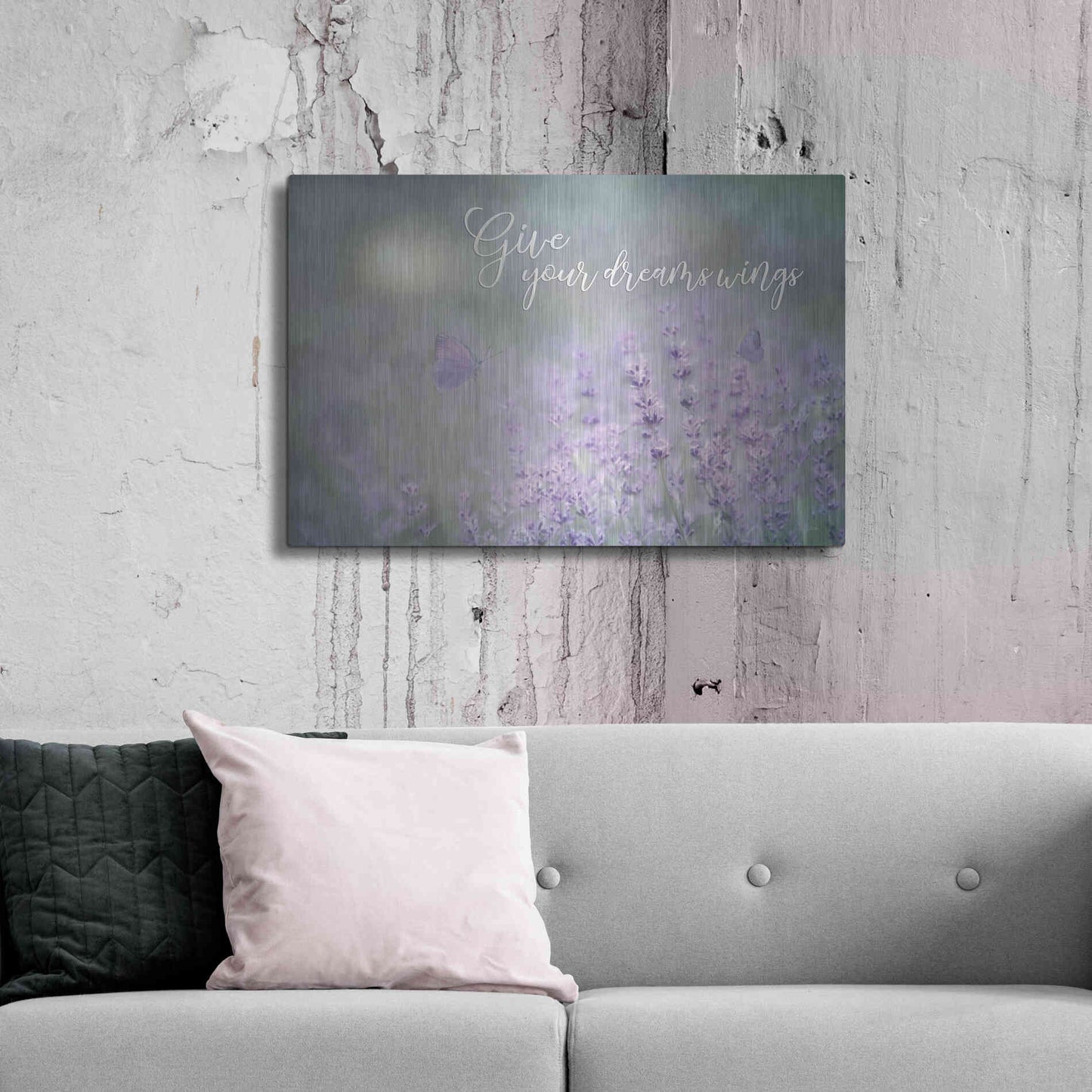 Luxe Metal Art 'Give Your Dreams Wings' by Lori Deiter, Metal Wall Art,36x24