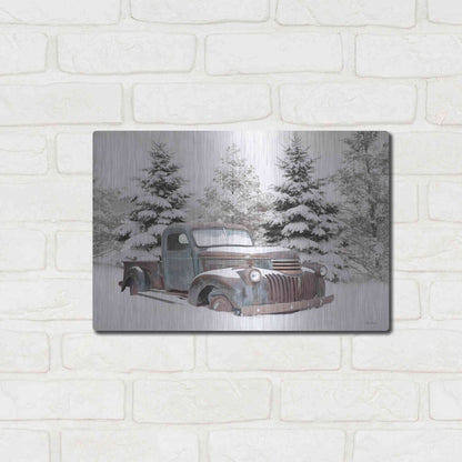 Luxe Metal Art 'Chevy at the Tree Farm' by Lori Deiter, Metal Wall Art,16x12