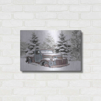 Luxe Metal Art 'Chevy at the Tree Farm' by Lori Deiter, Metal Wall Art,24x16
