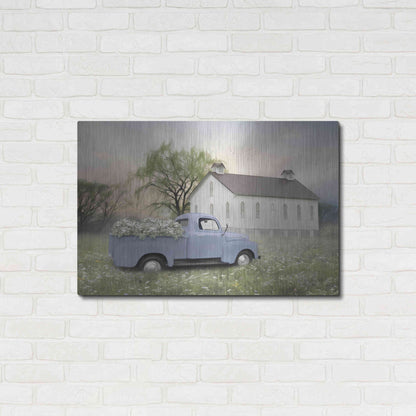 Luxe Metal Art 'Blue Ford at Barn' by Lori Deiter, Metal Wall Art,36x24