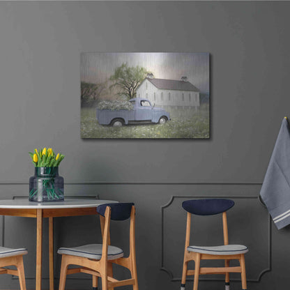 Luxe Metal Art 'Blue Ford at Barn' by Lori Deiter, Metal Wall Art,36x24