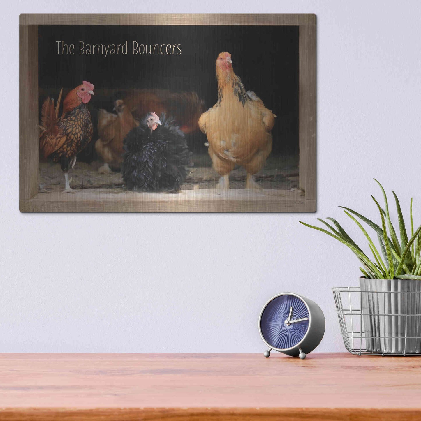 Luxe Metal Art 'Barnyard Bouncers' by Lori Deiter, Metal Wall Art,16x12