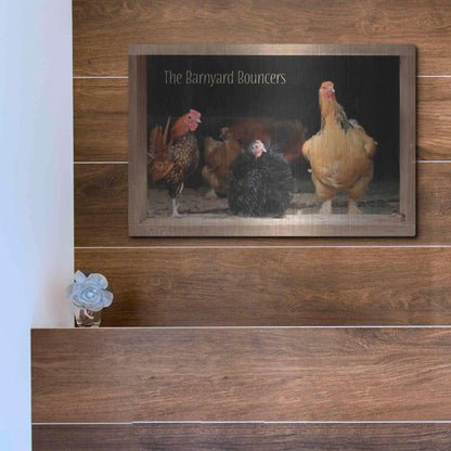 Luxe Metal Art 'Barnyard Bouncers' by Lori Deiter, Metal Wall Art,16x12