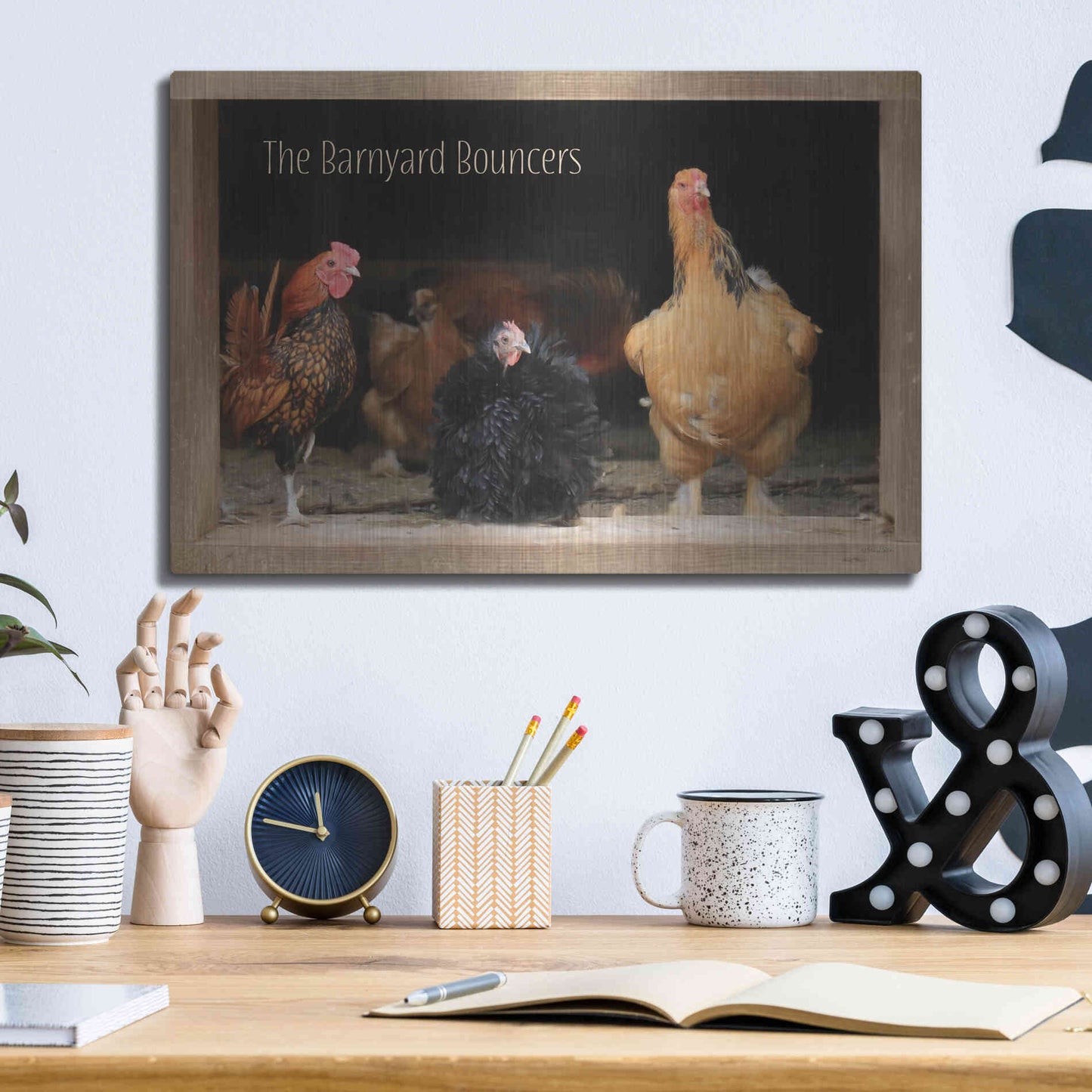 Luxe Metal Art 'Barnyard Bouncers' by Lori Deiter, Metal Wall Art,16x12