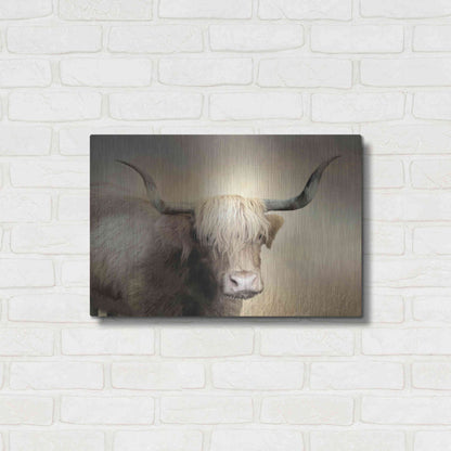 Luxe Metal Art 'Highland Cow in Golden Grass' by Lori Deiter, Metal Wall Art,24x16