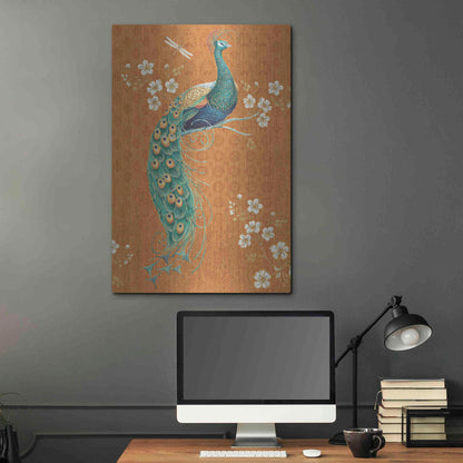 Luxe Metal Art 'Ornate Peacock IX Spice' by Daphne Brissonet, Metal Wall Art,24x36