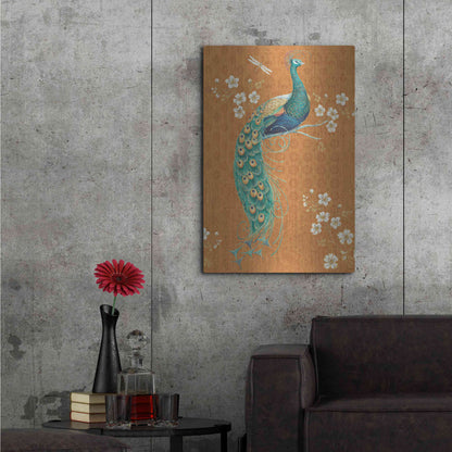Luxe Metal Art 'Ornate Peacock IX Spice' by Daphne Brissonet, Metal Wall Art,24x36