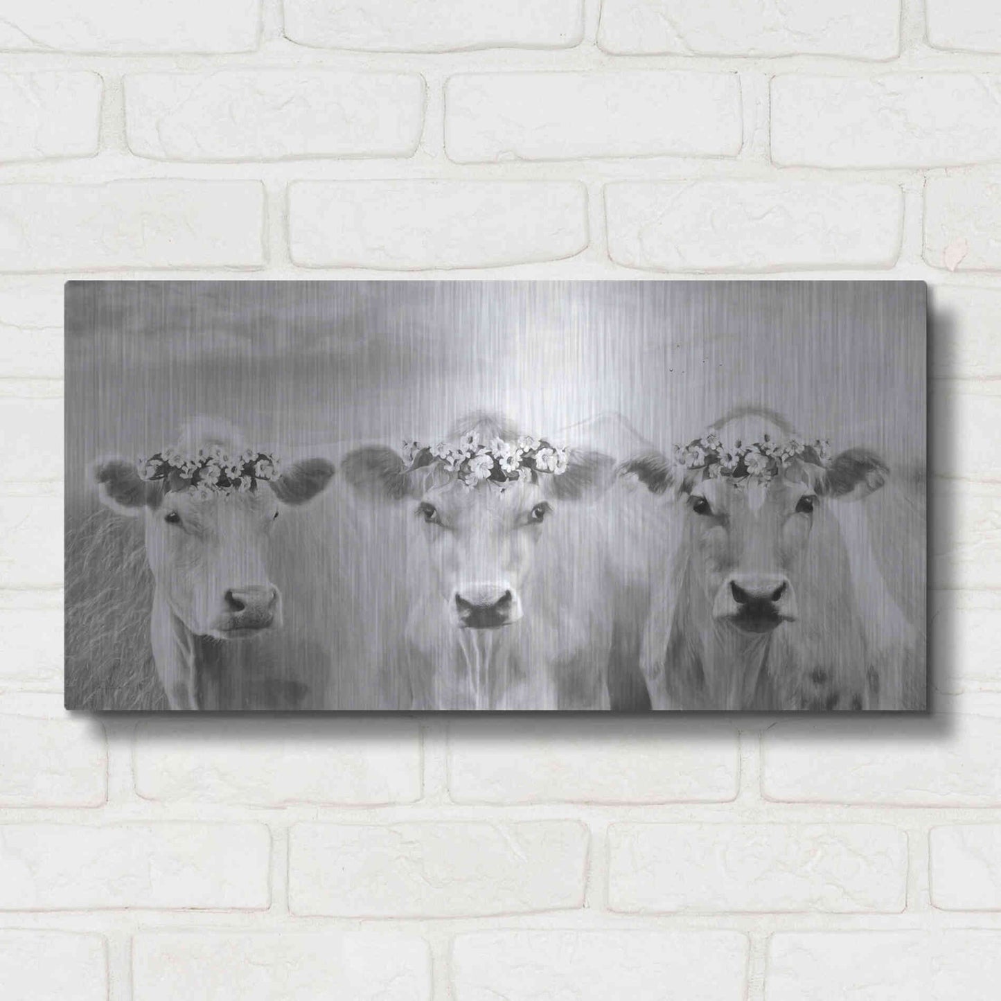 Luxe Metal Art 'The Flower Girls' by Lori Deiter, Metal Wall Art,24x12